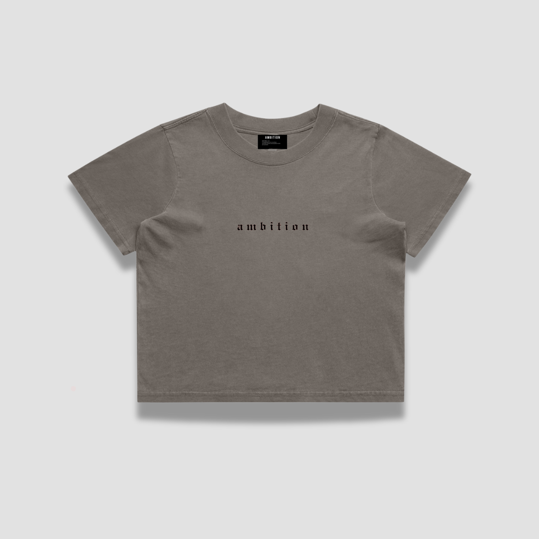 Woman’s old English Grey crop tee