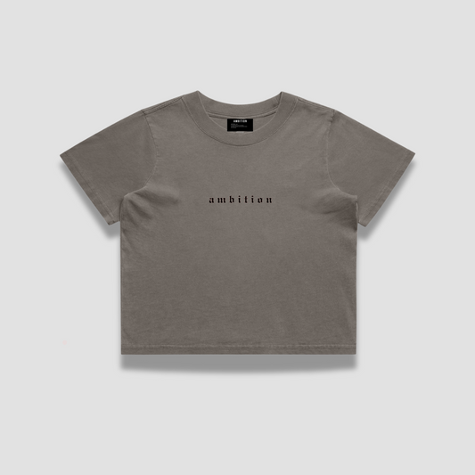Woman’s old English Grey crop tee