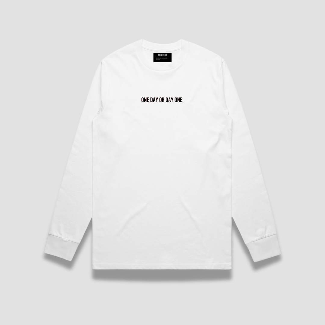 One Day or Day One White Long Sleeve (unisex)