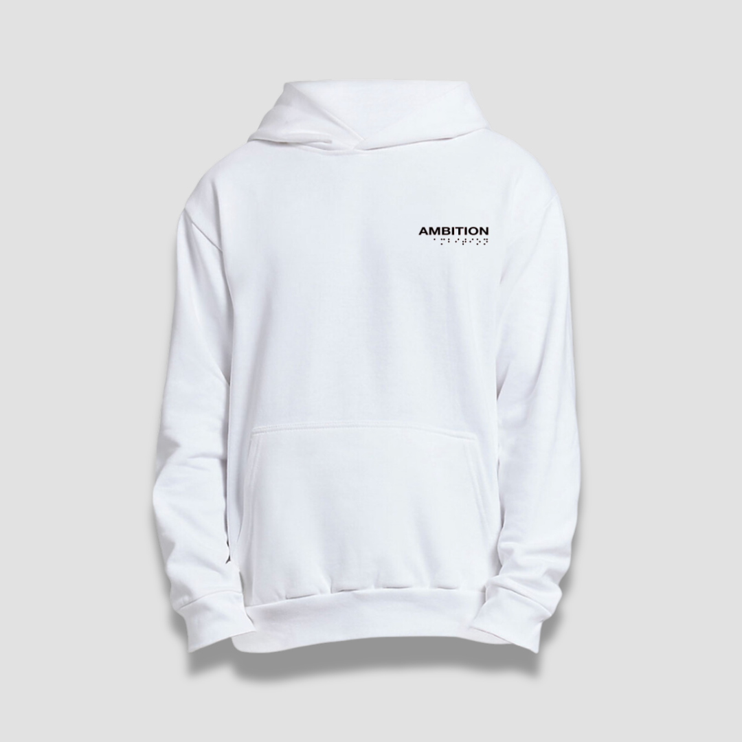 Braille Ambition White Hoodie
