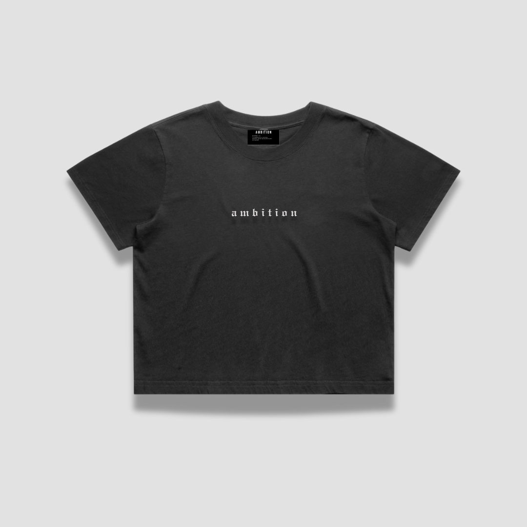 Woman’s old English Grey crop tee